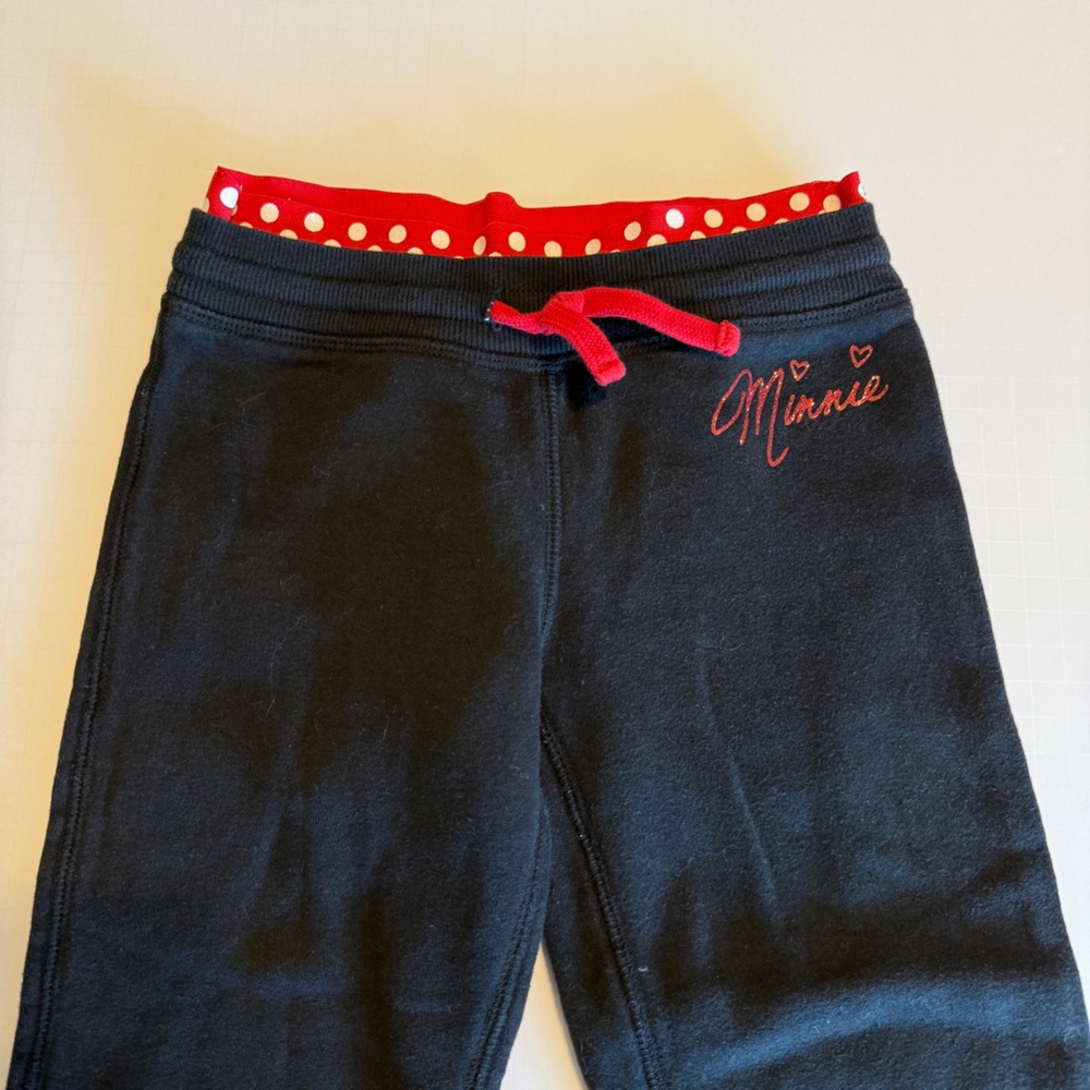 Disney | Girl’s Minnie Sweatpants | Black with Red Trim | Size XS